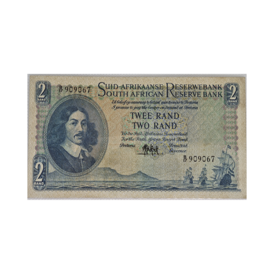 South African Reserve Bank Two Rand 1961 Afr/Eng S/N B17/909067