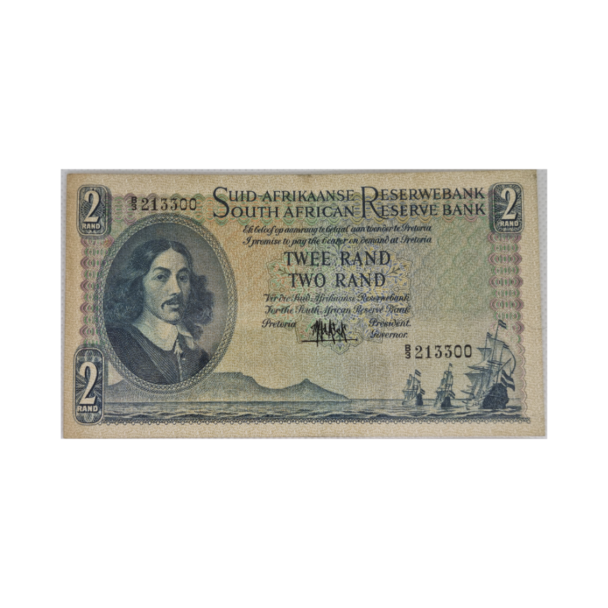 South African Reserve Bank Two Rand 1961 Afr/Eng S/N B3/213300