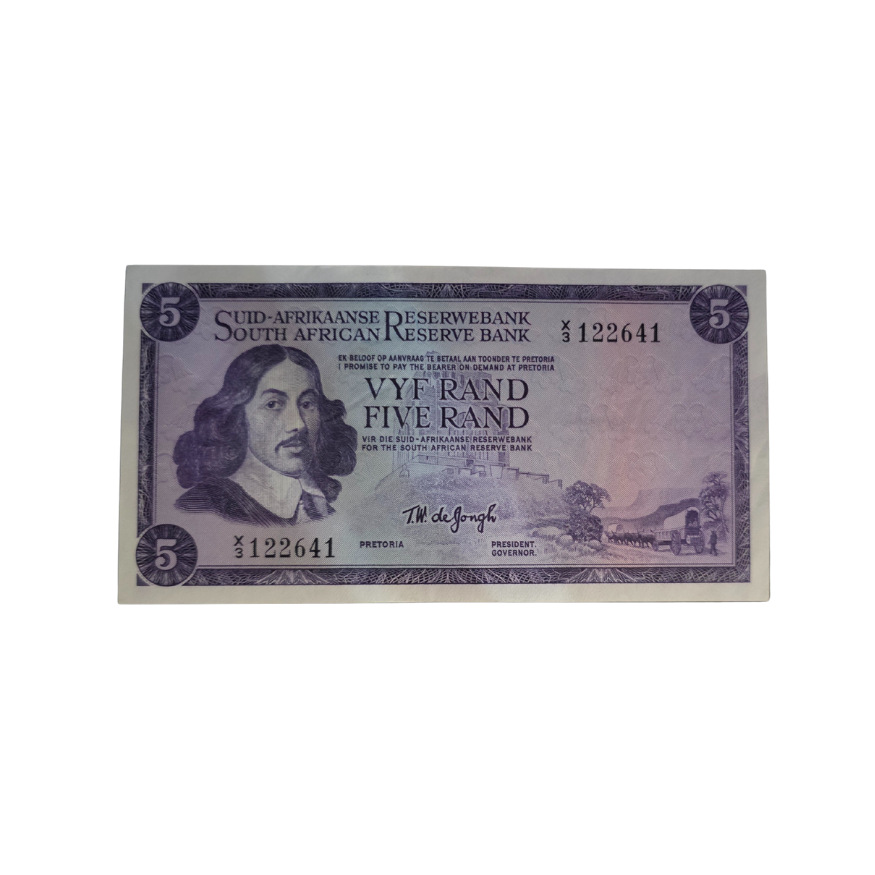 South African Reserve Bank Five Rand 1967 S/N: X3/122641
