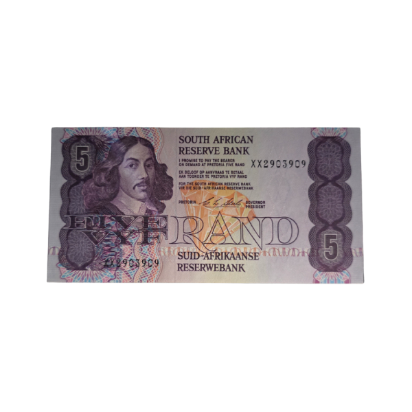 South African Reserve Bank Five Rand 1990 Eng/Afr S/N: XX2903909
