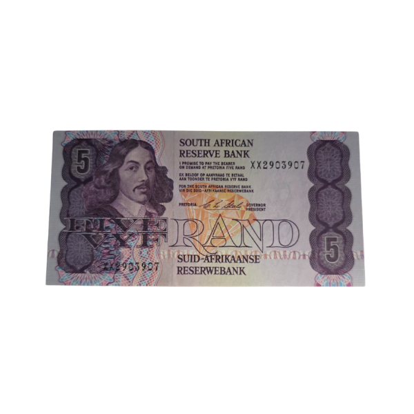 South African Reserve Bank Five Rand 1990 Eng/Afr S/N: XX2903907