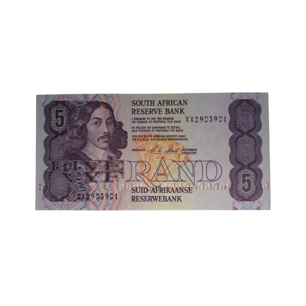South African Reserve Bank Five Rand 1990 Eng/Afr S/N: XX2903901
