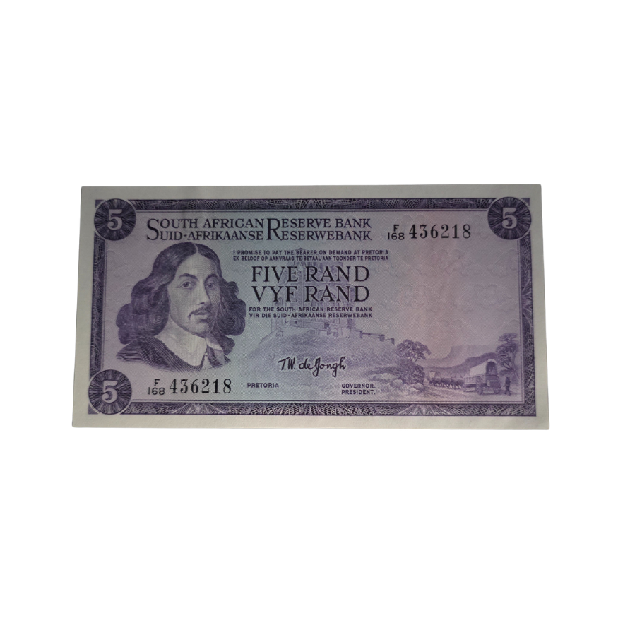 South African Reserve Bank Five Rand 1967 Eng/Afr S/N: F168/436218