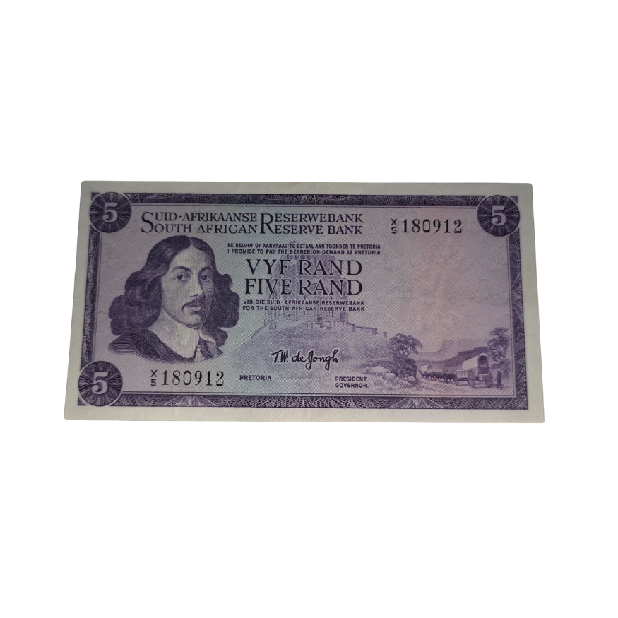 South African Reserve Bank Five Rand 1967 Afr/Eng S/N: X5/180912
