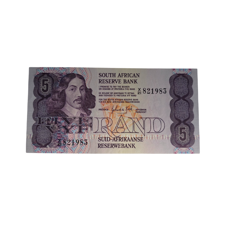 South African Reserve Bank Five Rand 1984 Eng/Afr S/N: X21/821983