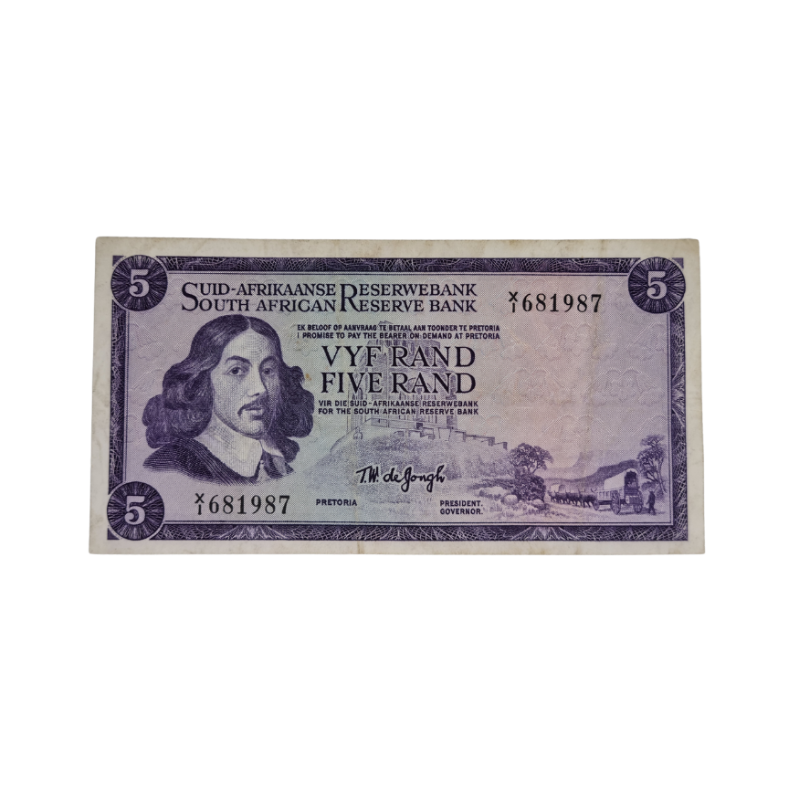 South African Reserve Bank Five Rand 1967 Afr/Eng S/N: X1/681987