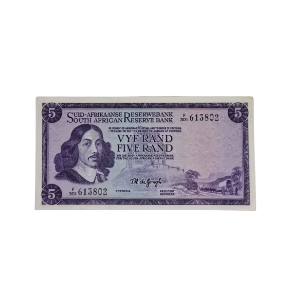 South African Reserve Bank Five Rand 1975 Afr/Eng S/N: F301/613802