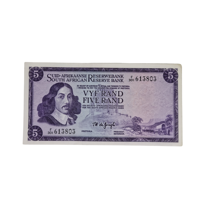 South African Reserve Bank Five Rand 1975 Afr/Eng S/N: F301/613803