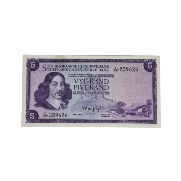 South African Reserve Bank Five Rand 1975 Afr/Eng S/N: F297/209626