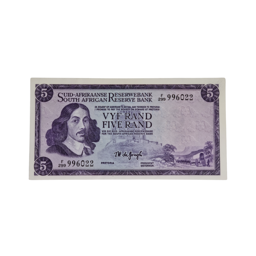 South African Reserve Bank Five Rand 1975 Afr/Eng S/N: F299/996022