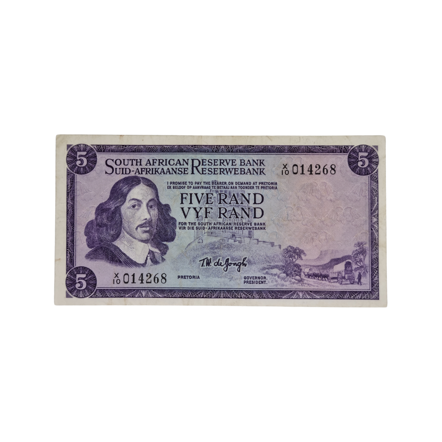 South African Reserve Bank Five Rand 1976 Eng/Afr S/N: X10/014268