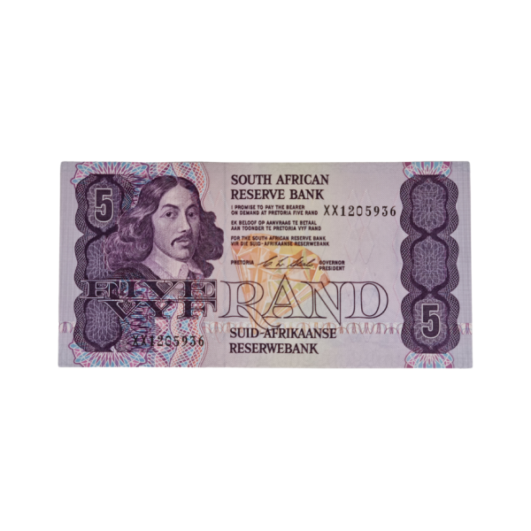 South African Reserve Bank Five Rand 1990 Eng/Afr S/N: XX1205936