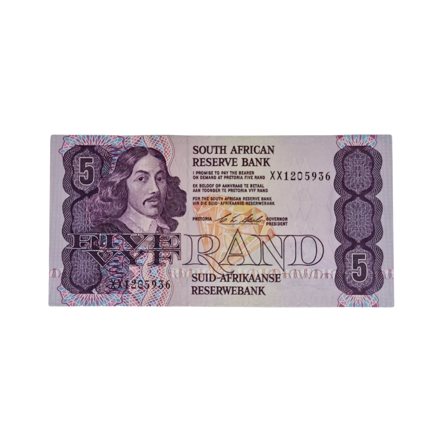 South African Reserve Bank Five Rand 1990 Eng/Afr S/N: XX1205936