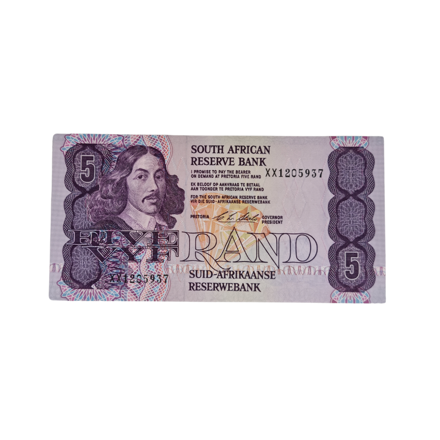 South African Reserve Bank Five Rand 1990 Eng/Afr S/N: XX1205937