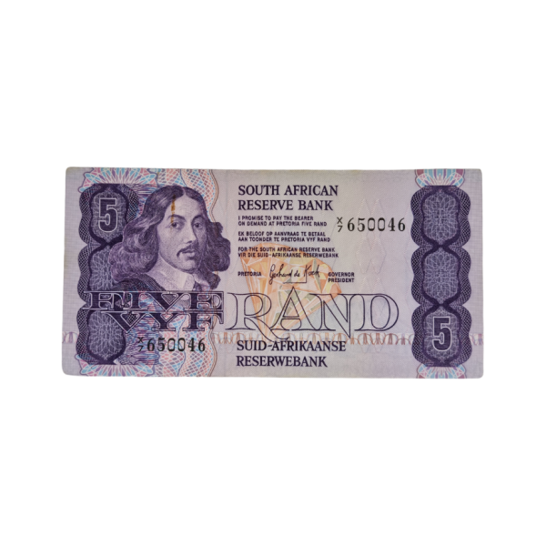 South African Reserve Bank Five Rand 1981 Eng/Afr S/N: X5/852473
