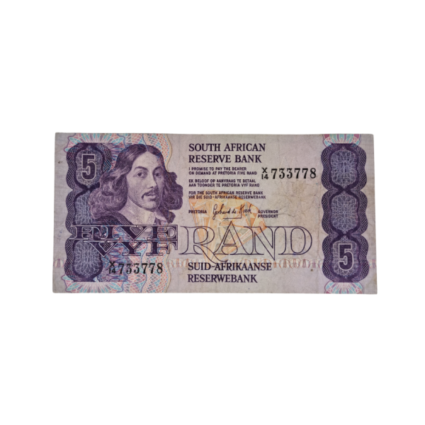 South African Reserve Bank Five Rand 1984 Eng/Afr S/N: X14/733778