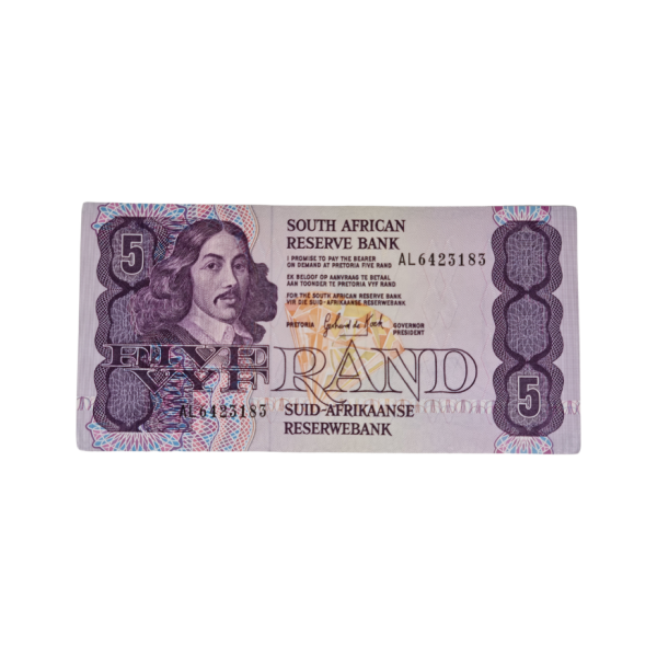 South African Reserve Bank Five Rand 1984 Eng/Afr S/N: AL6423183