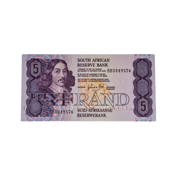 South African Reserve Bank Five Rand 1989 Eng/Afr S/N: BB3849576