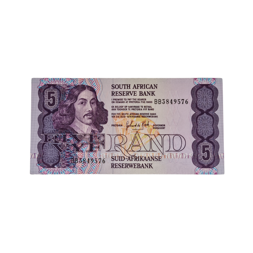 South African Reserve Bank Five Rand 1989 Eng/Afr S/N: BB3849576