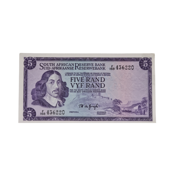 South African Reserve Bank Five Rand 1967 Eng/Afr S/N: F168/436220