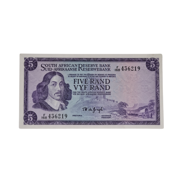 South African Reserve Bank Five Rand 1967 Eng/Afr S/N: F168/436219