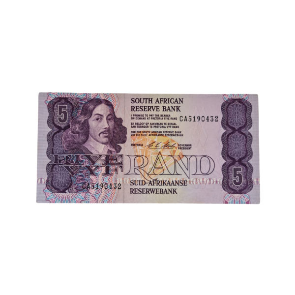 South African Reserve Bank Five Rand 1990 Eng/Afr S/N: CA5190432
