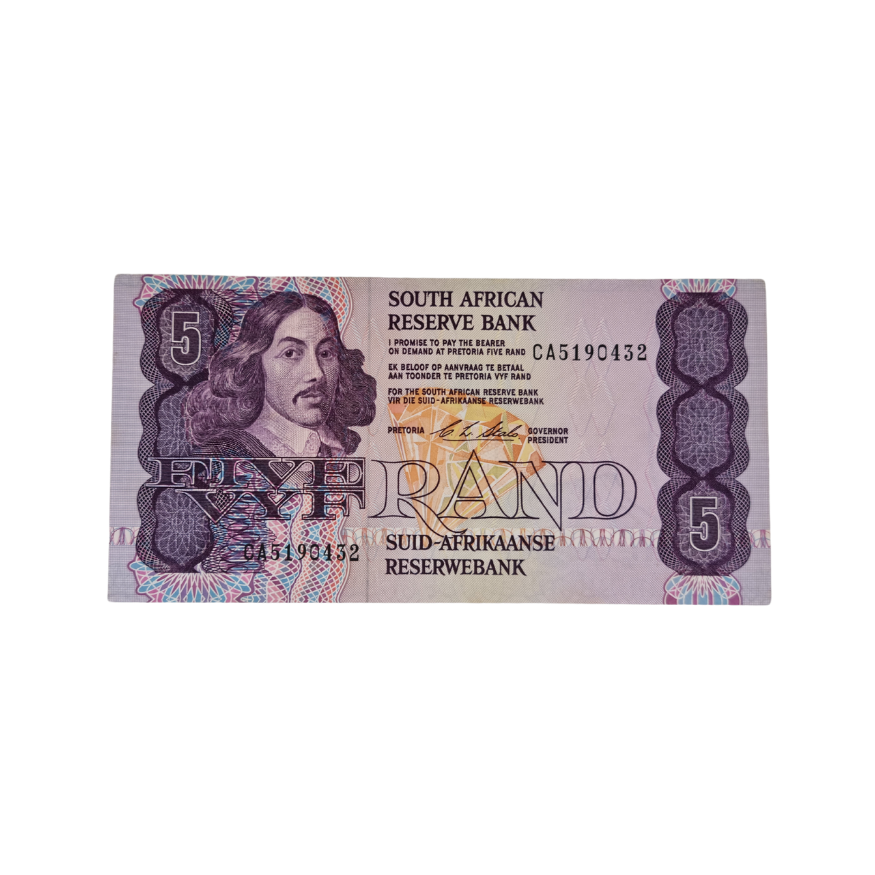 South African Reserve Bank Five Rand 1990 Eng/Afr S/N: CA5190432