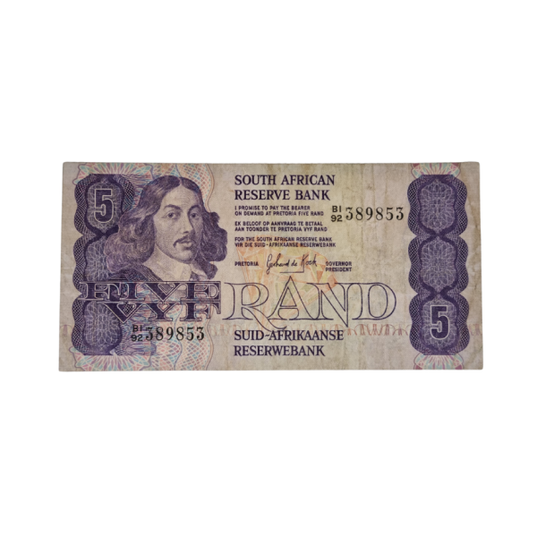South African Reserve Bank Five Rand 1981 Eng/Afr S/N: B192/389853