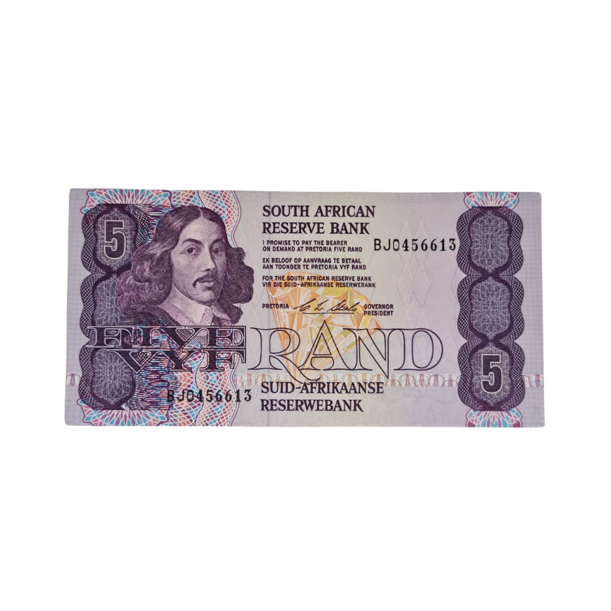 South African Reserve Bank Five Rand 1978 Eng/Afr S/N: BJ0456613