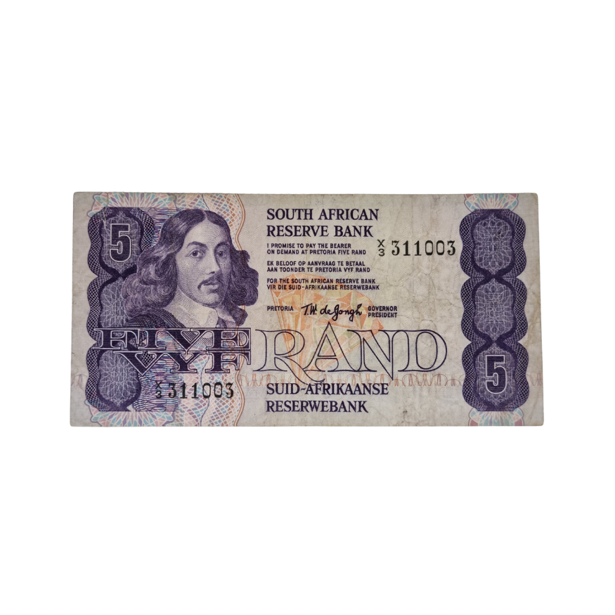 South African Reserve Bank Five Rand 1978 Eng/Afr S/N: X3/311003