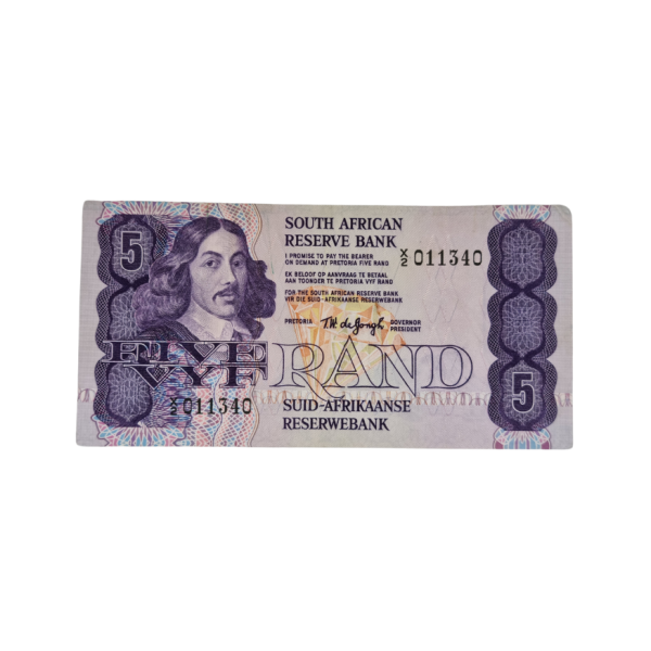 South African Reserve Bank Five Rand 1978 Eng/Afr S/N: X2/011340
