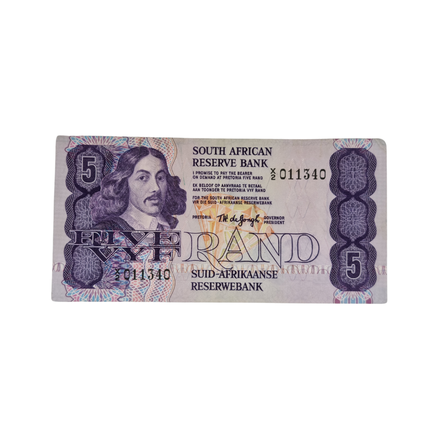 South African Reserve Bank Five Rand 1978 Eng/Afr S/N: X2/011340