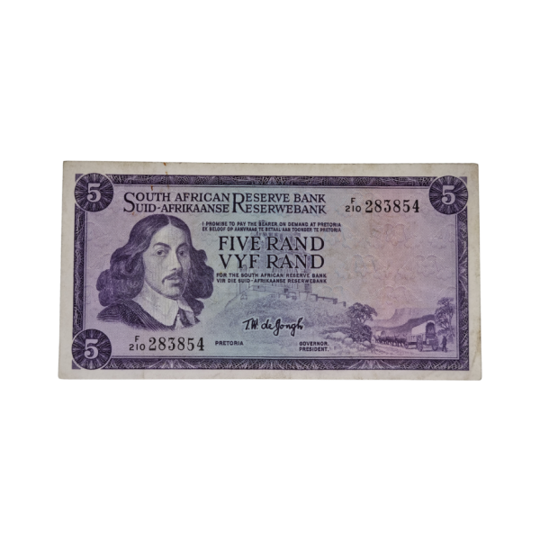 South African Reserve Bank Five Rand 1967 Eng/Afr S/N: F210/283854
