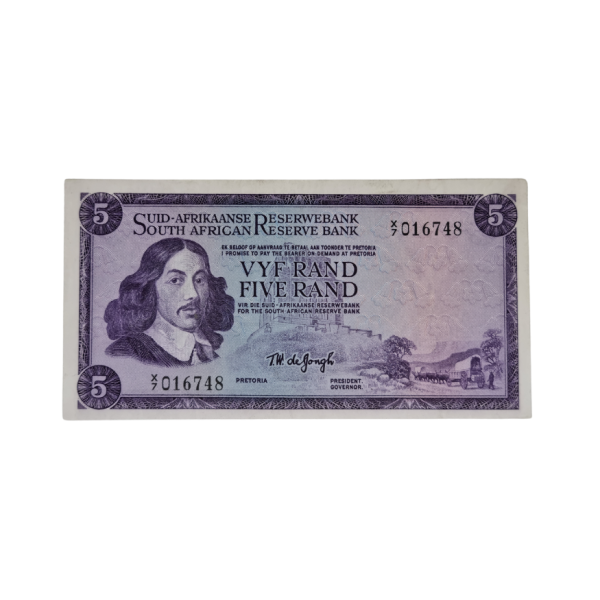 South African Reserve Bank Five Rand 1967 Afr/Eng S/N: X7/016748