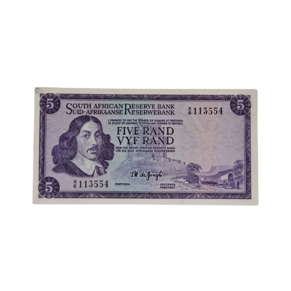 South African Reserve Bank Five Rand 1967 Eng/Afr S/N: X6/113554