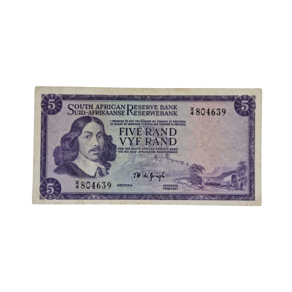 South African Reserve Bank Five Rand 1967 Eng/Afr S/N: X4/804639