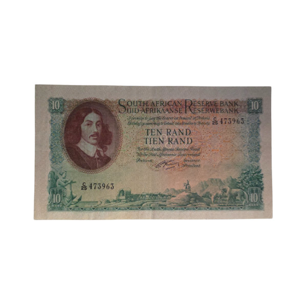 South African Reserve Bank Ten Rand 1962 Eng/Afr S/N: C25/473963