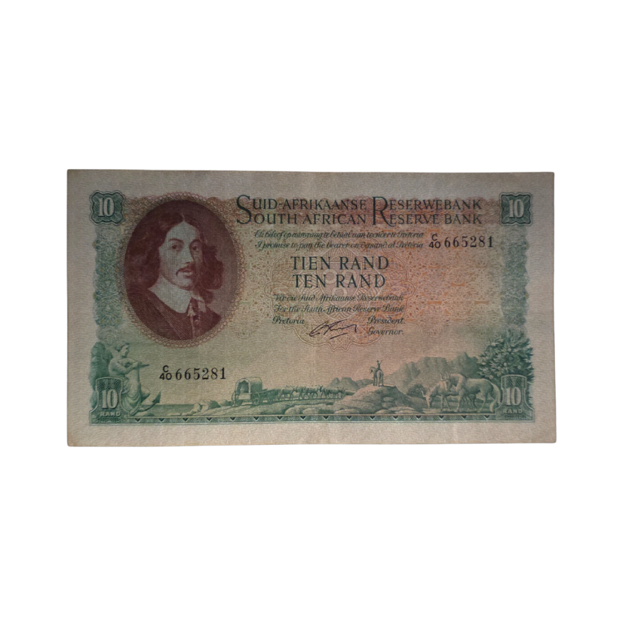 South African Reserve Bank Ten Rand 1962 Afr/Eng S/N: C40/665281
