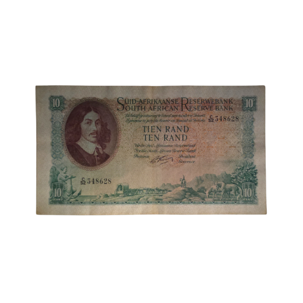 South African Reserve Bank Ten Rand 1962 Afr/Eng S/N: C52/348628