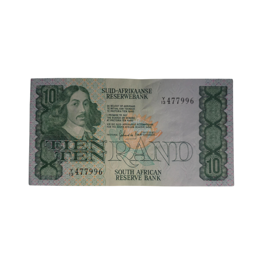 South African Reserve Bank Ten Rand 1982 Afr/Eng S/N: Y13/477996