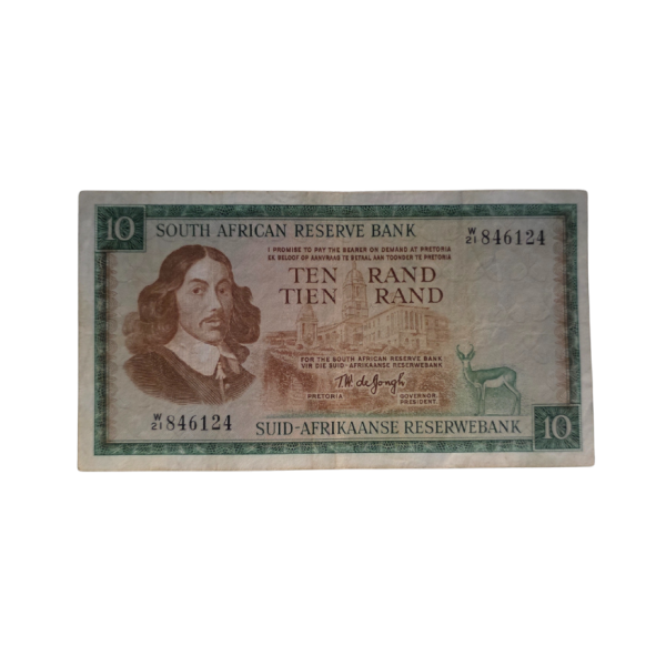 South African Reserve Bank Ten Rand 1976 Eng/Afr S/N: W21/846124