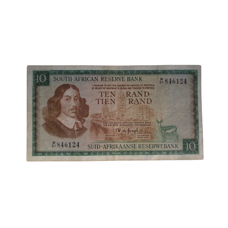 South African Reserve Bank Ten Rand 1976 Eng/Afr S/N: W21/846124