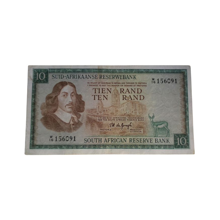 South African Reserve Bank Ten Rand 1976 Afr/Eng S/N: W16/156091