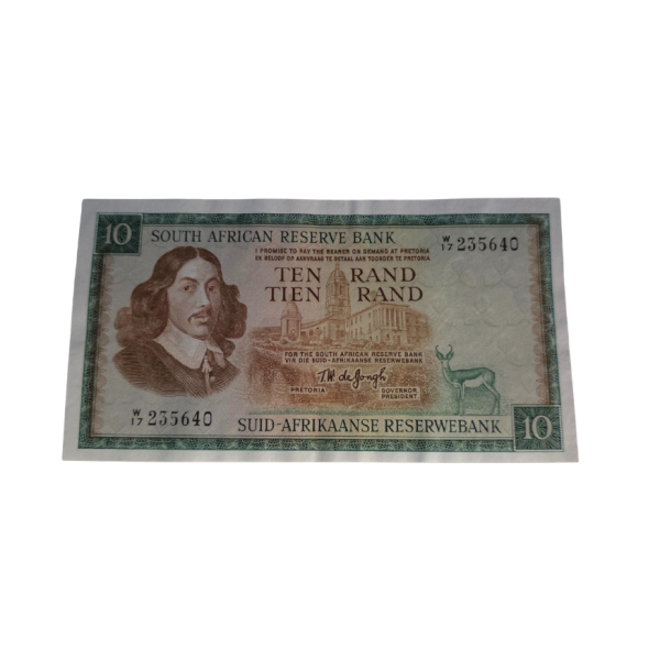 South African Reserve Bank Ten Rand 1976 Eng/Afr S/N: W17/235640