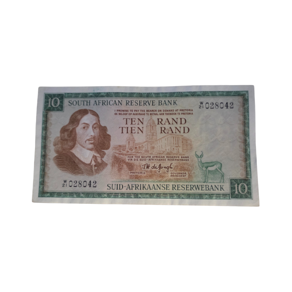 South African Reserve Bank Ten Rand 1976 Eng/Afr S/N: W21/028042