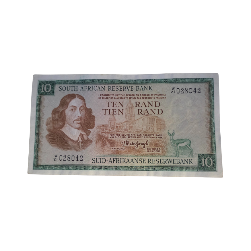 South African Reserve Bank Ten Rand 1976 Eng/Afr S/N: W21/028042