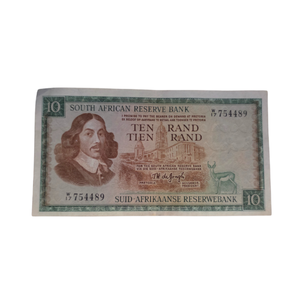 South African Reserve Bank Ten Rand 1976 Eng/Afr S/N: W17/754489
