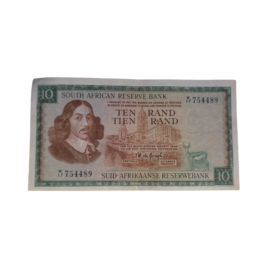 South African Reserve Bank Ten Rand 1976 Eng/Afr S/N: W17/754489