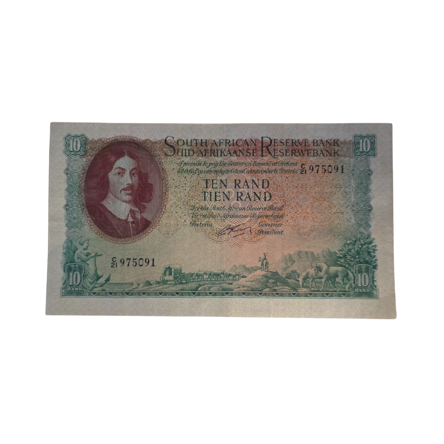 South African Reserve Bank Ten Rand 1962 Eng/Afr S/N: C21/975091