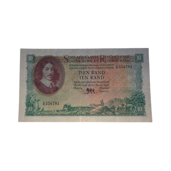 South African Reserve Bank Ten Rand 1961 Afr/Eng S/N: C12/336781
